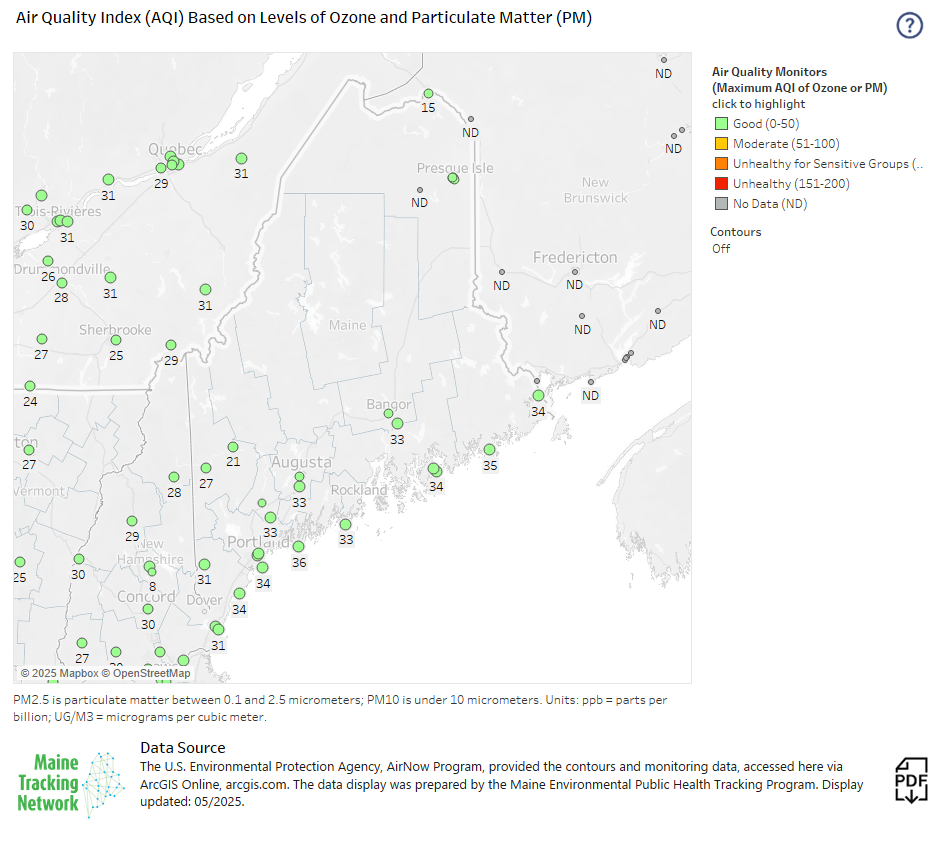 Near Real-time air quality preview