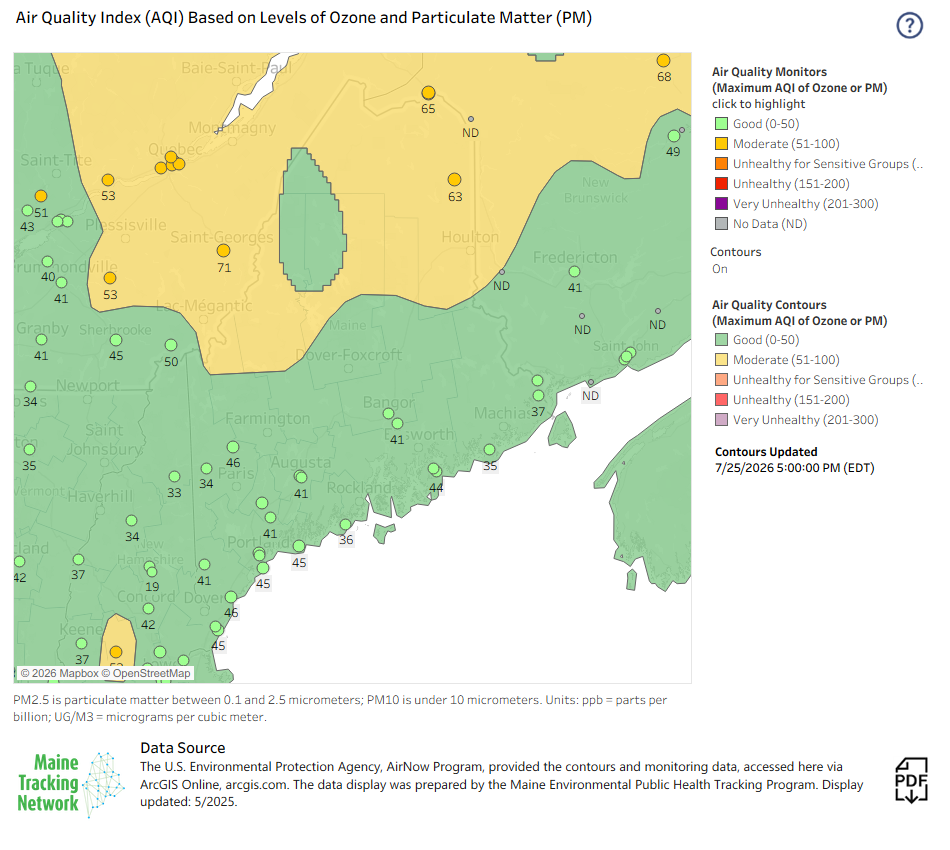 Near Real-time air quality preview